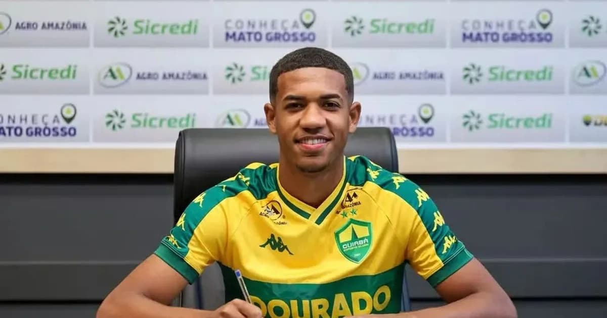Ilustração editorial: atacante jovem em estádio lotado, contrato na mesa e notas mostrando R$6 milhões e 60%/40% na transferência