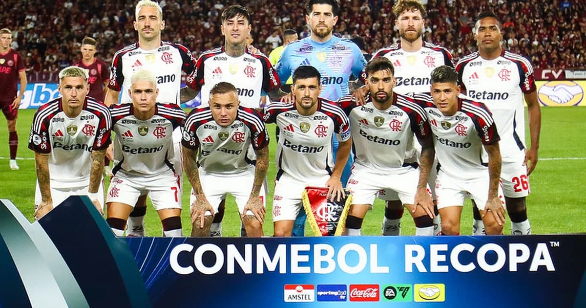 Ilustração editorial da Recopa: Lanús comemora gol na Argentina e Maracanã com torcida do Flamengo, clima tenso e decisão à vista.