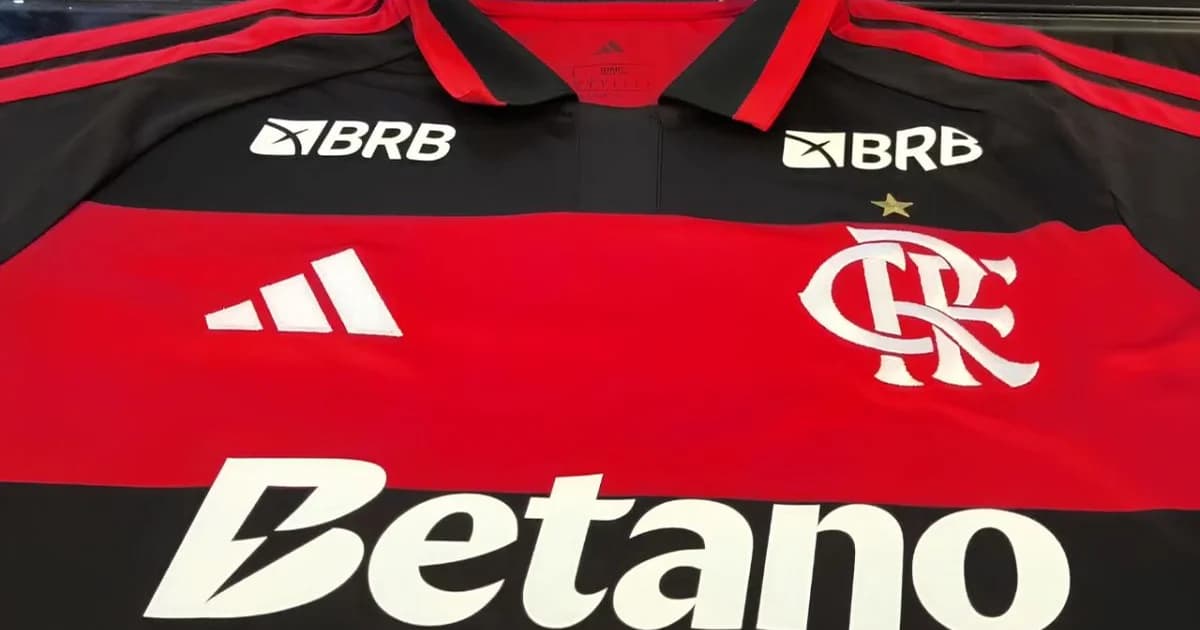 Ilustração editorial do estádio do Flamengo com contrato sendo reformulado, símbolos de banco e justiça indicando redução de riscos.