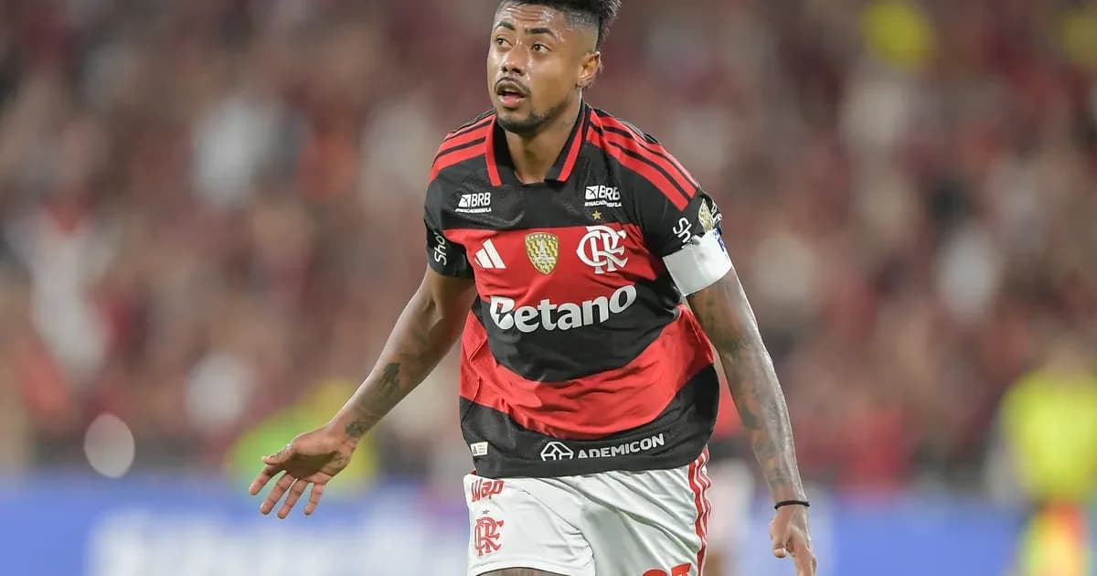 Ilustração editorial no Maracanãzinho: Flamengo em vermelho e preto comemora vitória no basquete por 90-84, torcida vibrando.