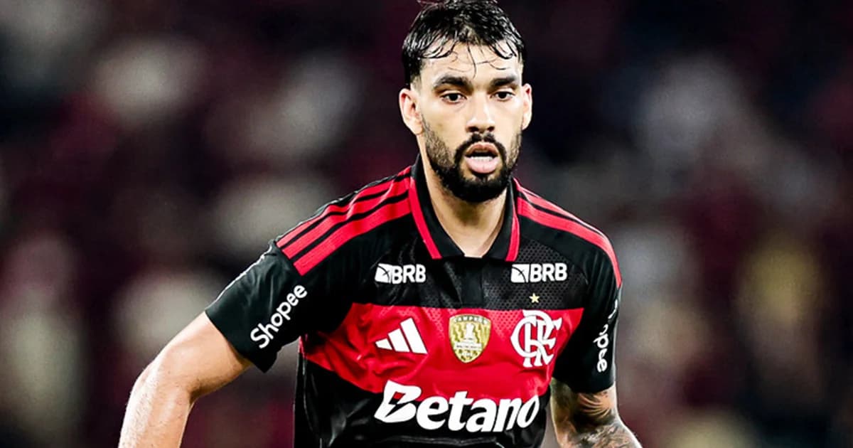 Ilustração de estádio: técnico apontando tática, jogador nº20 aberto (Paquetá), torcida em vermelho e preto do Flamengo, debate tático.