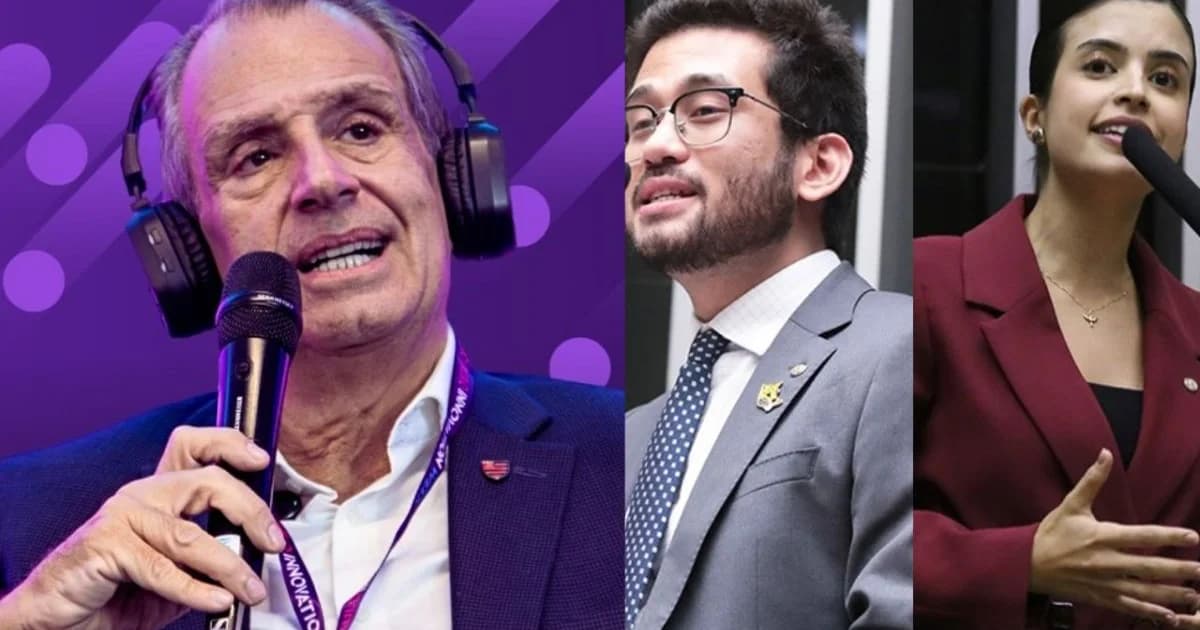 Estádio com dirigente sem rosto exibindo papéis com R$180–210 milhões, votos expostos, multidão e câmeras — tema tributação de clubes.