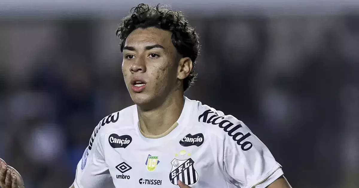 Ilustração editorial de um jovem meio-campista em ação num estádio ao entardecer, com etiqueta “€12M” indicando possível transferência entre Flamengo e Santos