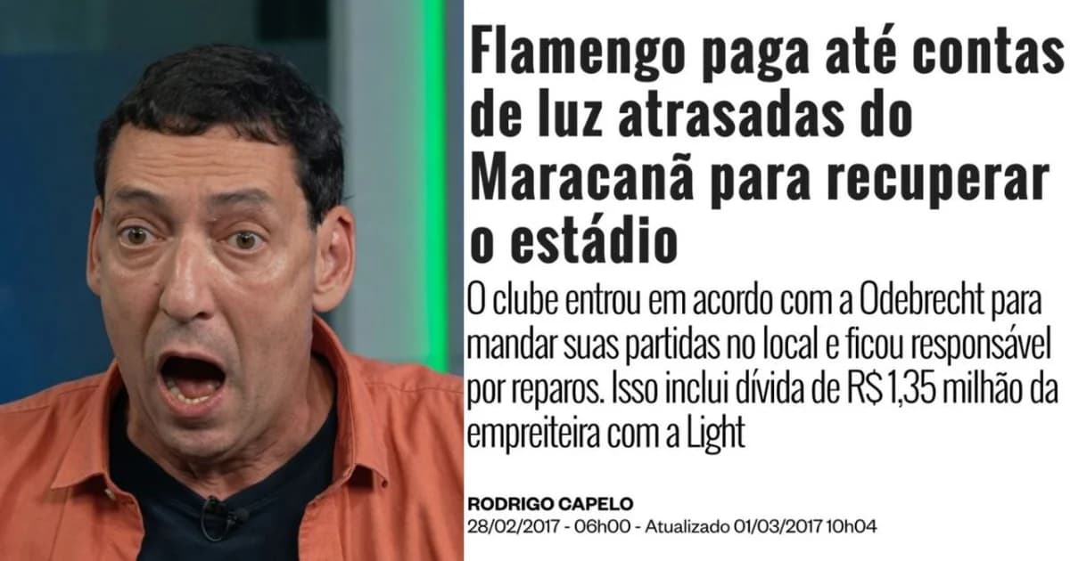 Ilustração editorial do Maracanã vazio ao entardecer com faturas, lâmpada acesa e clima investigativo sobre contas do estádio