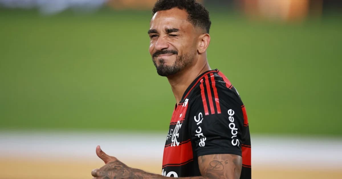 Ilustração editorial: estreia do Flamengo na Libertadores em Cusco, jogadores em vermelho e preto em ação, estádio andino ao entardecer.