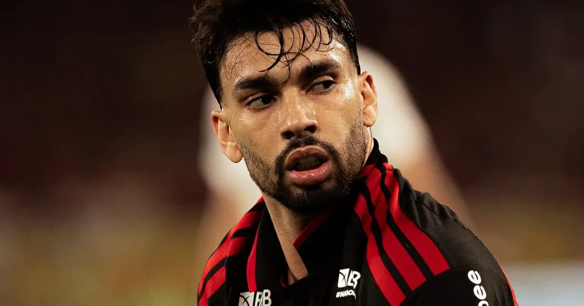 Ilustração do Maracanã com Paquetá alvo de vaias: jogador cabisbaixo, torcida em vermelho e preto, placar 0-3