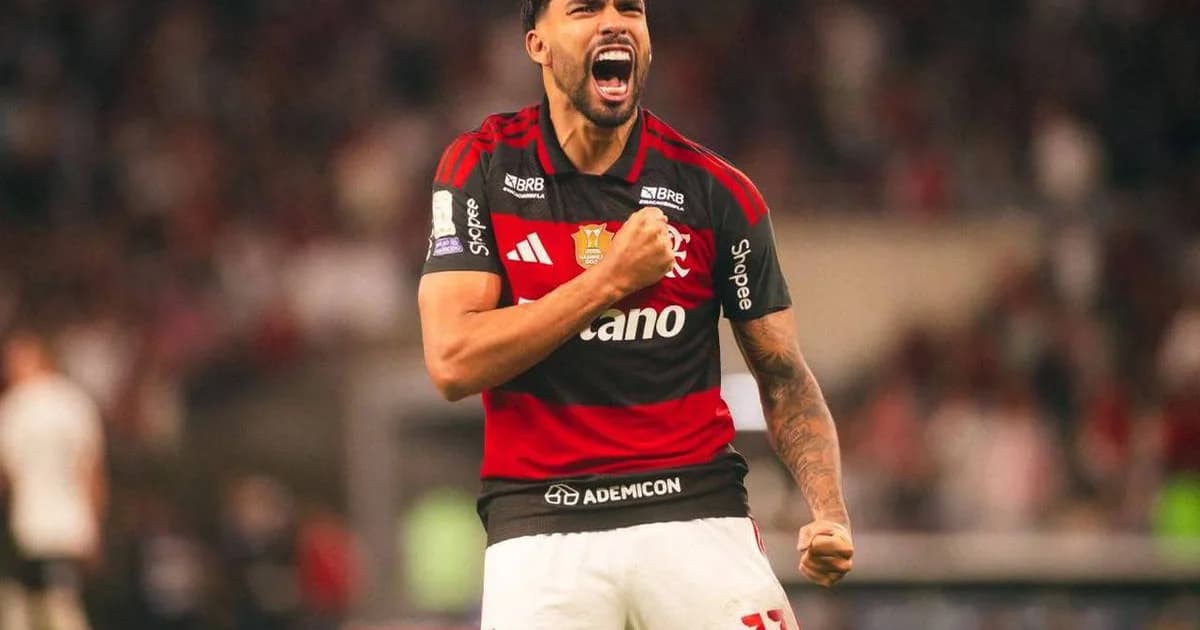 Estádio vazio com bandeiras vermelho e preto, contrato rasgado e cheque de R$70 milhões simbolizando crise financeira do Flamengo