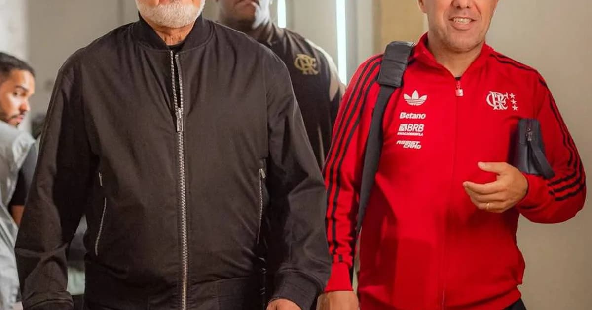 Estádio em vermelho e preto, dois jogadores sem rosto em ação e um contrato com 'R$ 70 milhões' — Flamengo, contratações e estratégia