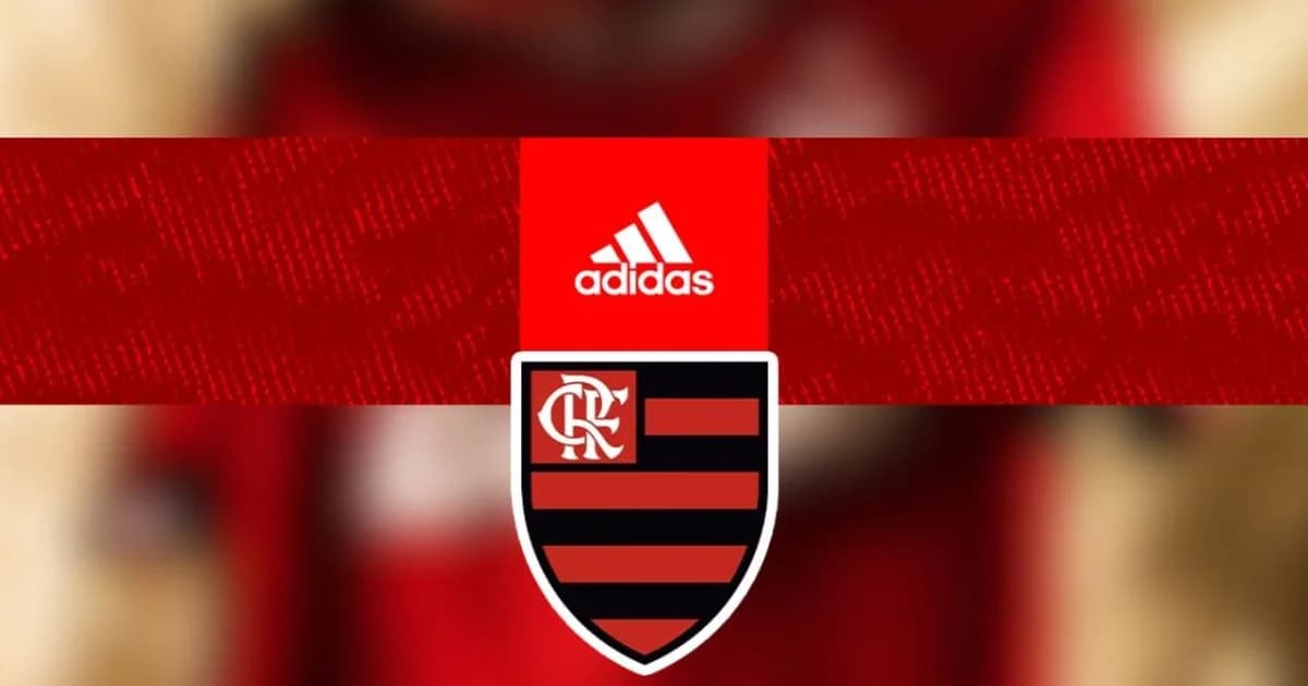 Ilustração editorial: estádio em vermelho e preto, pilhas de camisas, caixas e tela de loja virtual mostrando venda direta de camisas
