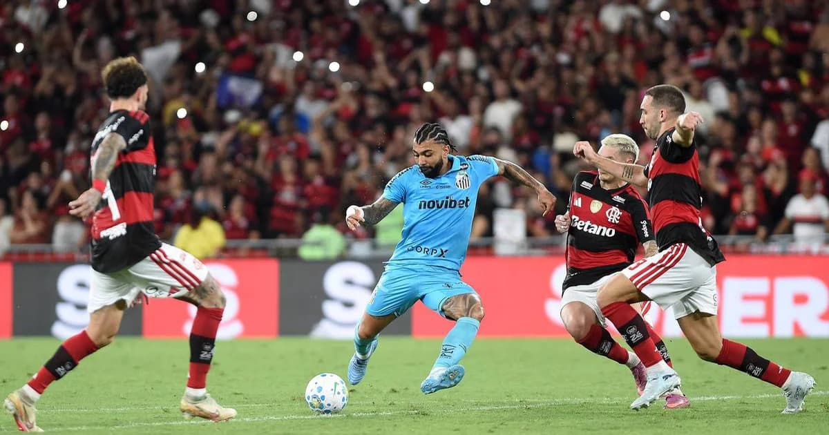 Imagem simbólica sobre Gabigol e renovação até 2028: atacante sem rosto no estádio segurando contrato e claquete.