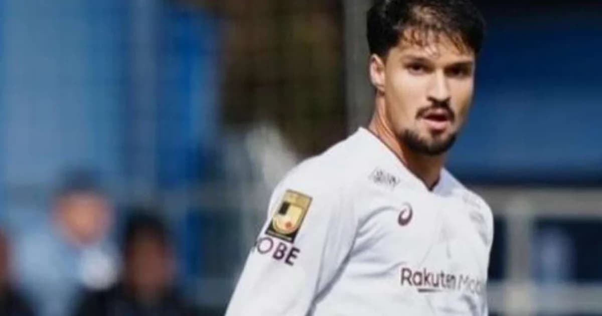 Matheus Thuler representado como zagueiro em estádio japonês ao entardecer, postura decidida, bola aos pés, ilustração editorial