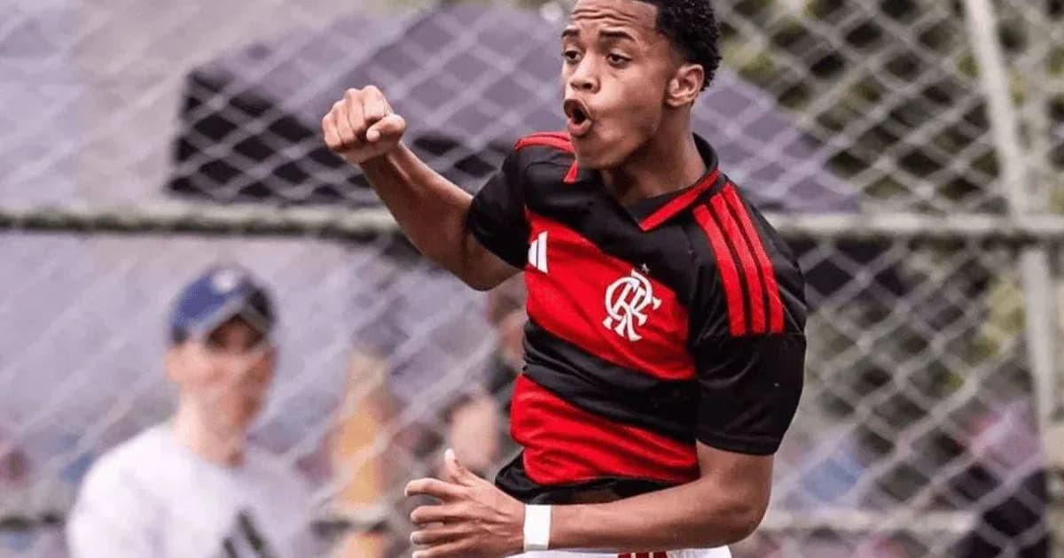 Ilustração editorial: jovem promessa do Flamengo protegida por escudo translúcido em estádio iluminado, atmosfera tensa e esperançosa
