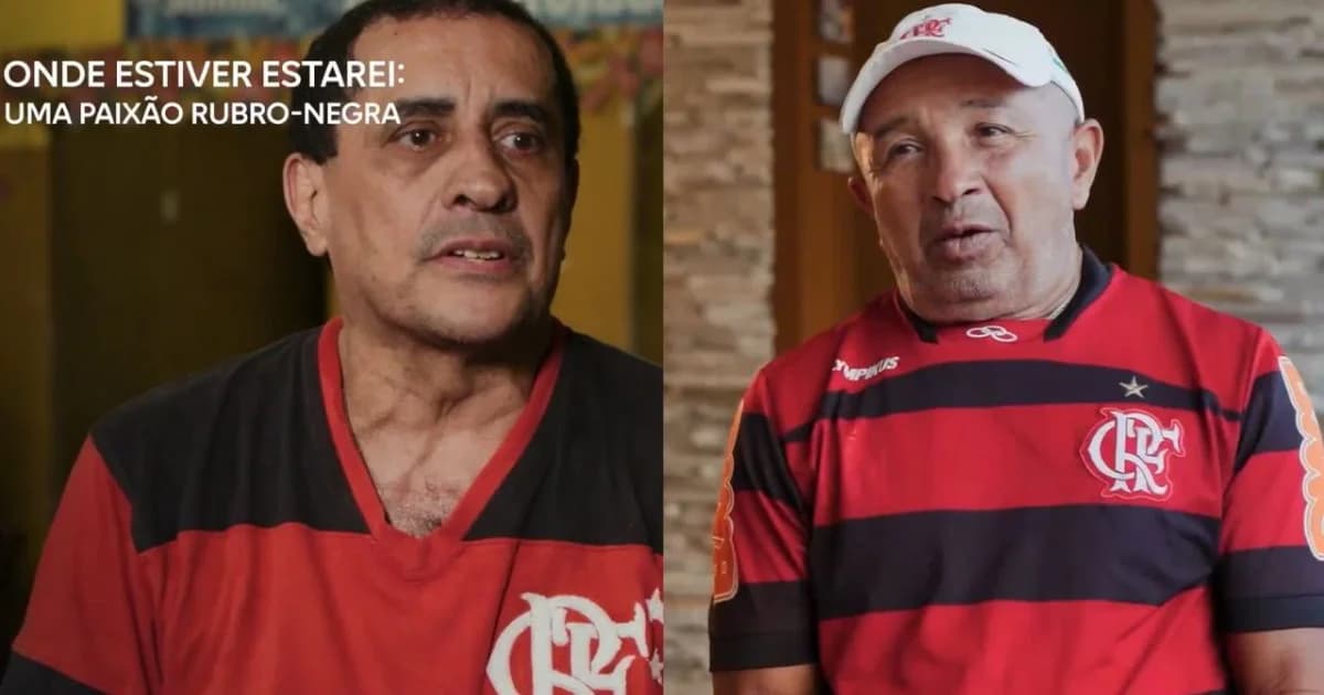 Torcedores rubro-negros emocionados em estádio ao pôr do sol, ilustração editorial para documentário, sem logos