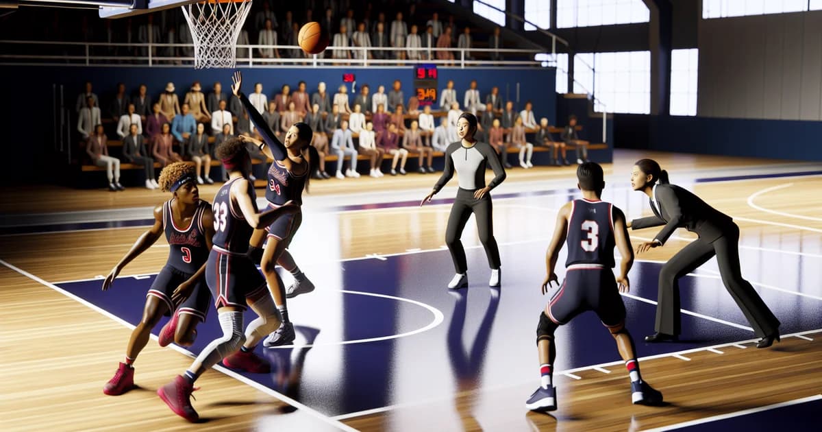 Ilustração de basquete com jogadas ensaiadas falhando, pivô disputando bola, placar 92-79 e torcida tensa.