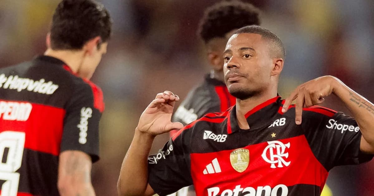 Ilustração do Maracanã à noite: torcida do Flamengo celebra vitória por 3 a 0 na semifinal do Carioca, jogadores comemoram no gramado