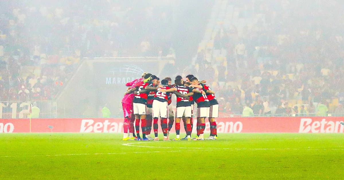 Ilustração editorial de estádio lotado com torcida do Flamengo, calendário sobre o gramado indicando agenda das rodadas 11ª a 17ª do Brasileirão.
