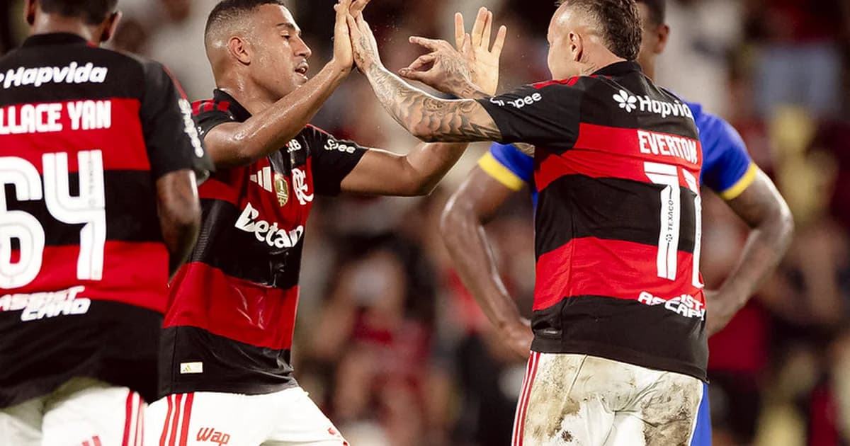 Ilustração editorial: disputa na ponta esquerda do Flamengo, dois atacantes em ação, estádio lotado, tensão pré-Recopa.