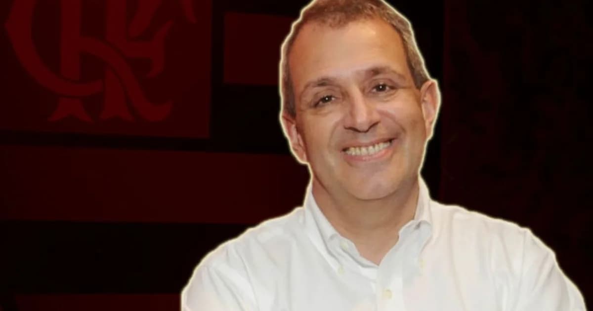Ilustração editorial: presidente do Flamengo explica demissão do treinador em reunião na Gávea, com vista do estádio e clima tenso.