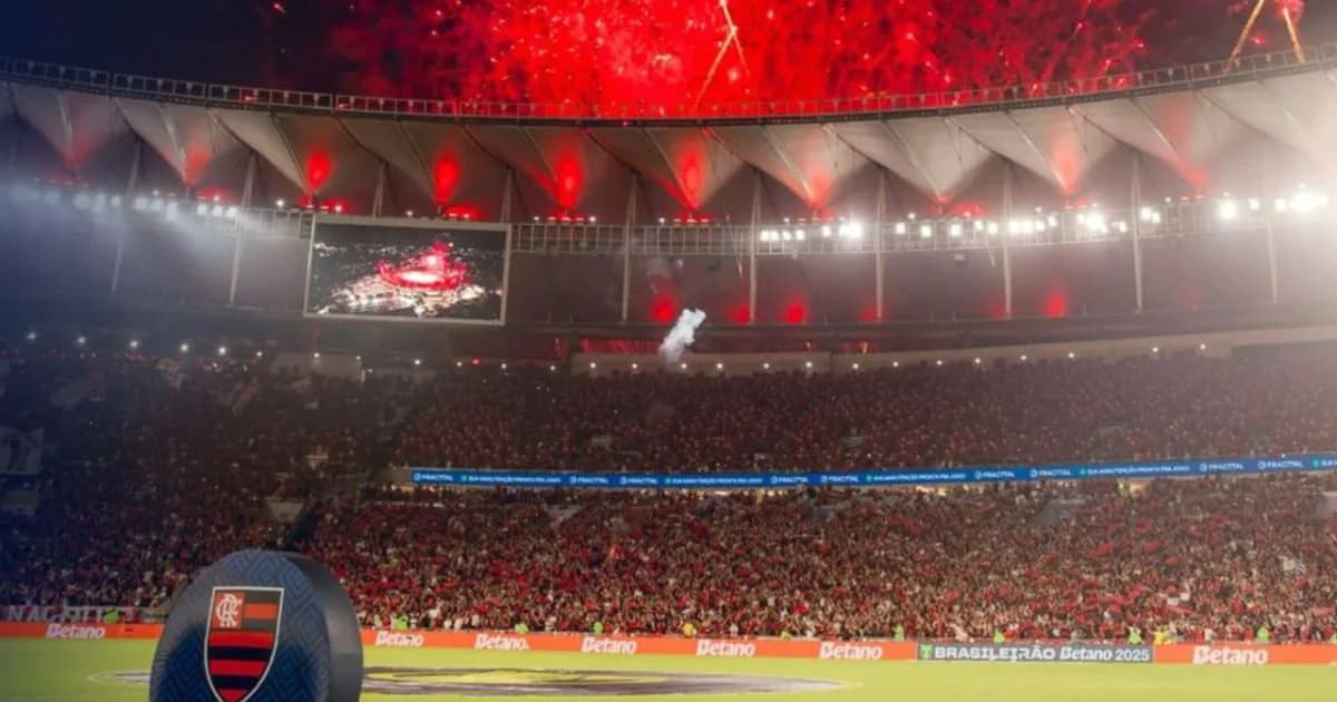 Ilustração do Maracanã com cadeiras removidas nos setores Norte e Sul; torcida rubro-negra observando o impasse.