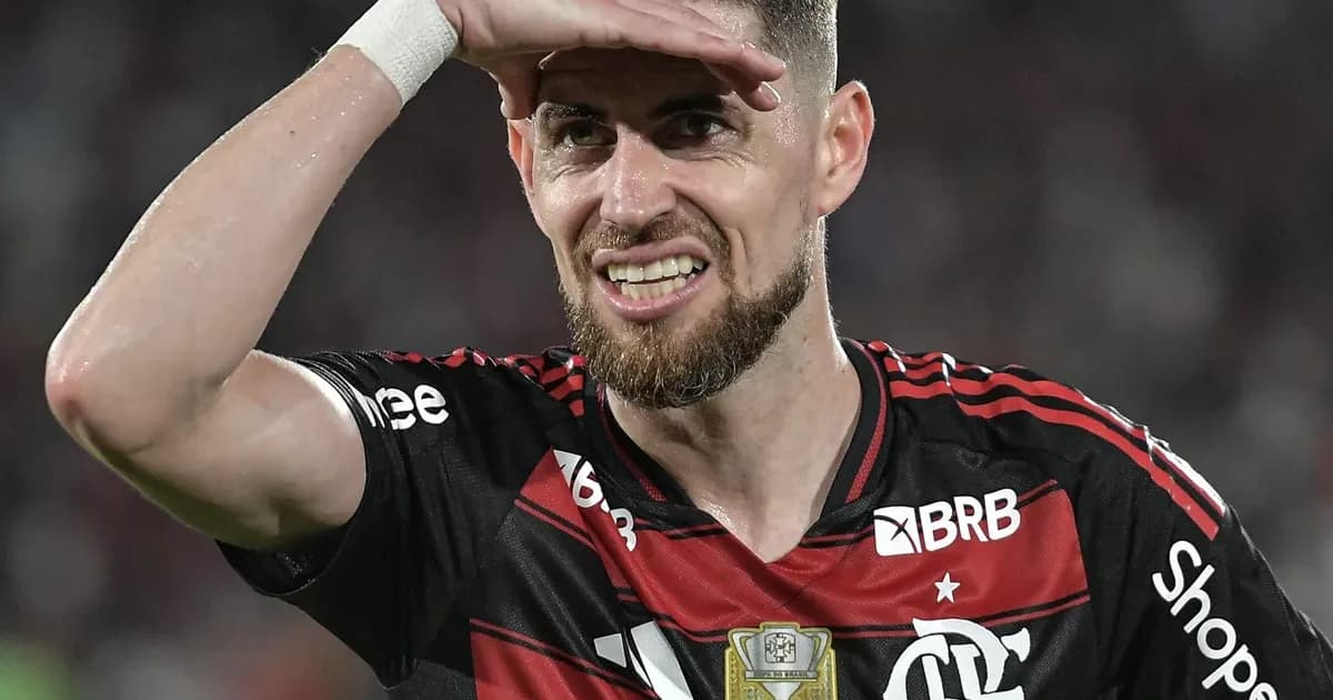 Ilustração do Beira-Rio: meio-campista anônimo em movimento oscilante, treinador observando; referência a Flamengo e Jorginho, atmosfera tensa