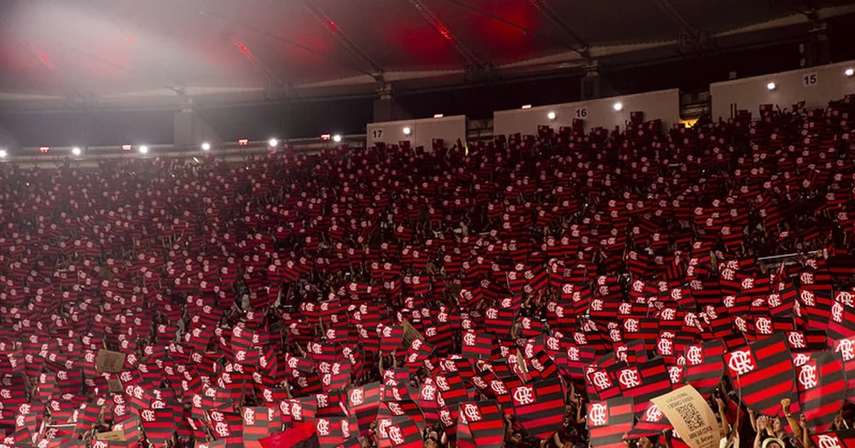 Ilustração de torcedores no Maracanã, celular com ingresso digital e scanner de biometria facial nas catracas