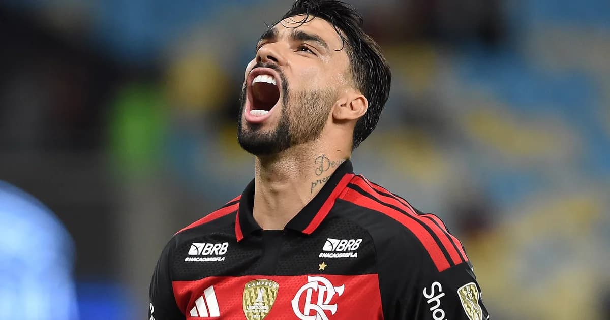 Ilustração editorial: retorno de jogador ao Flamengo antes de duelo com Cruzeiro na Libertadores, estádio lotado, clima tenso e esperança.