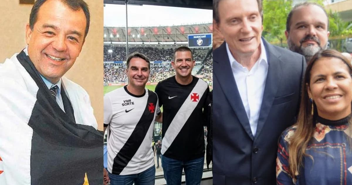 Ilustração editorial de estádio do Rio em vermelho e preto, obras paradas e correntes, torcedores ao fundo; temática Flamengo, política e torcida.