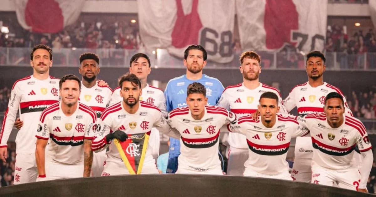 Estádio lotado em tons vermelho e preto, notas e planilha flutuantes destacando a folha salarial de R$ 37,5 mi.