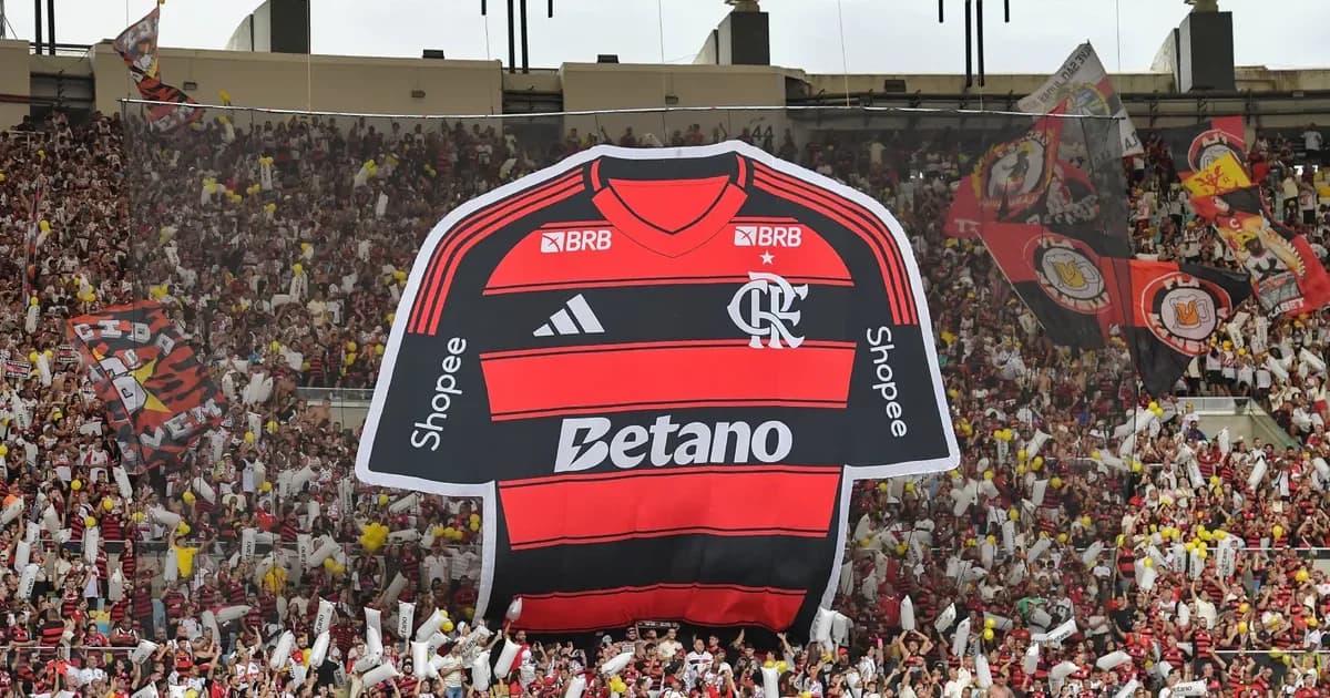 Ilustração do Maracanã lotado com torcida do Flamengo, 40 mil ingressos vendidos, atmosfera vibrante e antecipação.