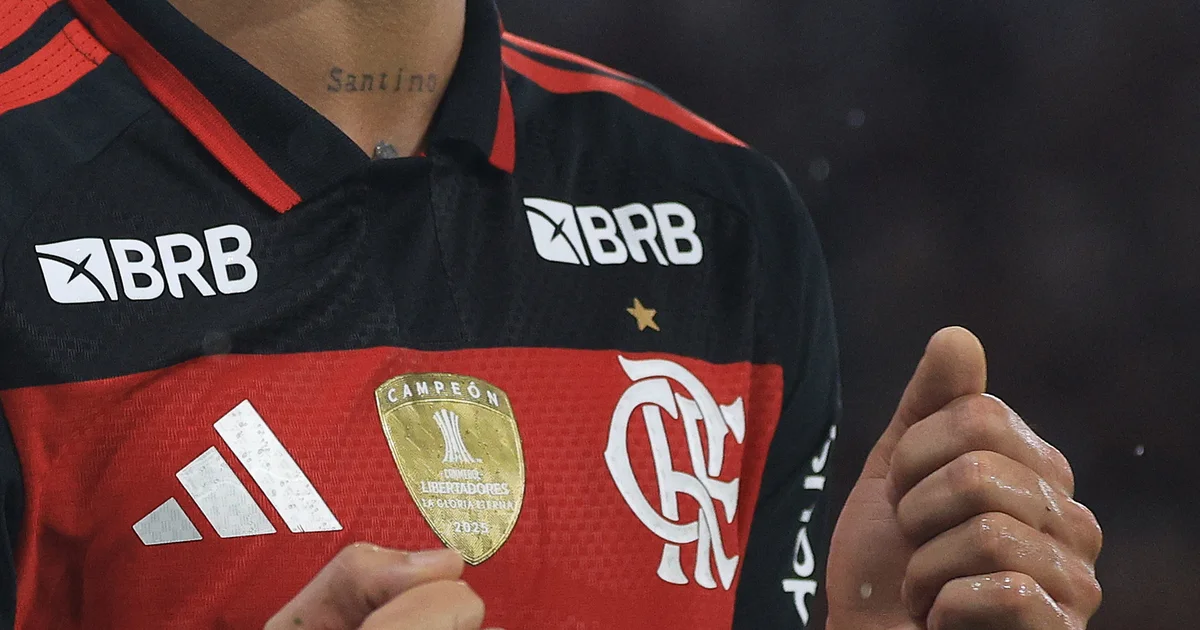 Ilustração editorial sobre a renovação de patrocínio Flamengo-BRB: estádio, contrato gigante e disputa jurídica.