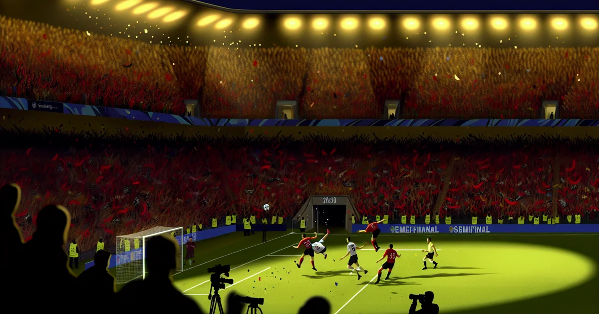 Ilustração editorial do Maracanã à noite: semifinal do Campeonato Carioca, torcida em vermelho e preto, Flamengo busca vaga, bola no ar