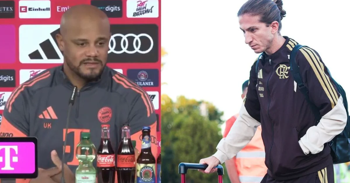 Ilustração editorial: dois técnicos em posturas opostas na lateral do campo diante de ofensa racial a jogador negro; estádio e torcida em contraste.