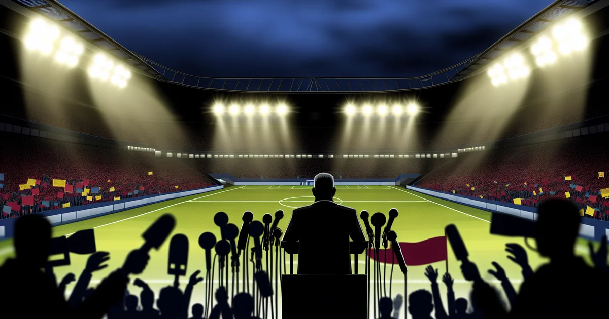 Coletiva polêmica no estádio: treinador anônimo em púlpito, torcida dividida e protestos sobre caso de racismo no Flamengo.