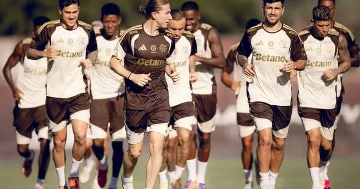 Ilustração editorial do elenco rubro-negro em reunião motivacional no centro de treinamento, clima tenso e determinação coletiva.