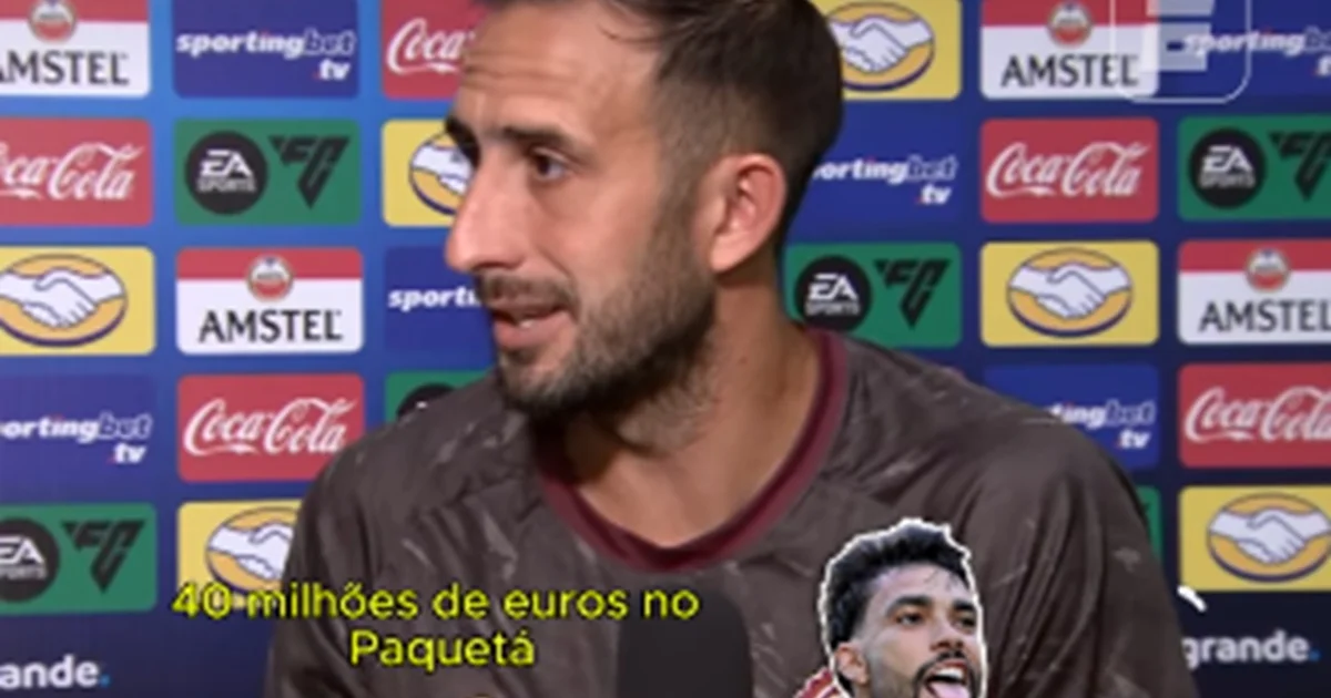 Zagueiro em coletiva rejeita tag “€40M”; estádio lotado ao fundo, tensão sobre transferência e valor pago