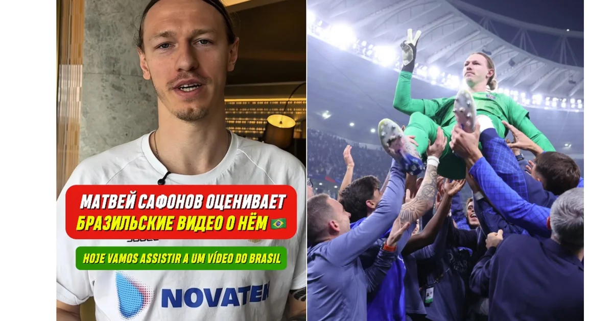 Goleiro sem rosto em estádio lotado diante de telão com memes, simbolizando quatro defesas de pênalti e reação viral nas redes sociais.