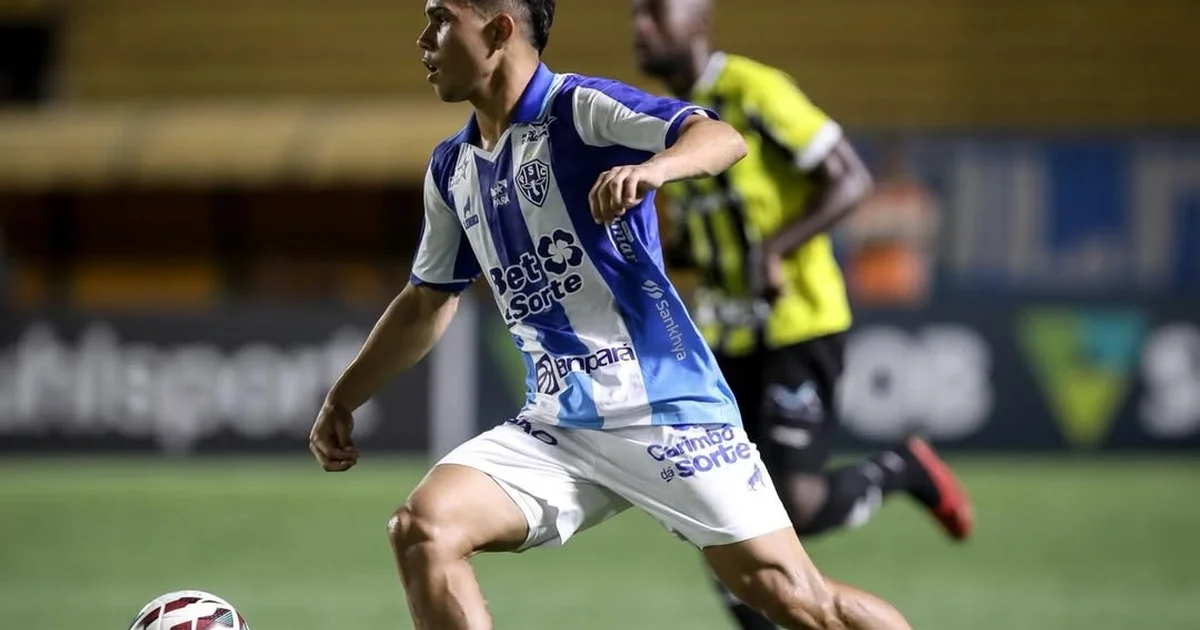 Ilustração editorial: jovem meio-campista assinando contrato com o Flamengo e sendo emprestado ao Paysandu, estádio e ação no campo