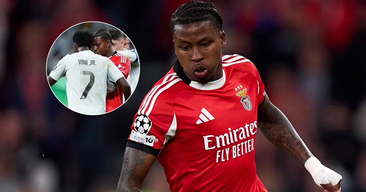 Ilustração editorial: torcida do Benfica em vermelho reage com revolta a jogador que oferece camisa rival, cena tensa no estádio